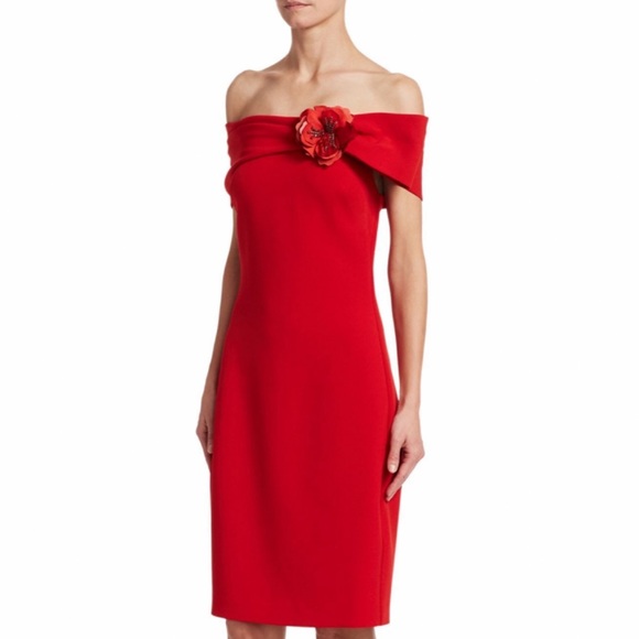 Badgley Mischka Off the Shoulder Brooch Dress - Picture 2 of 8